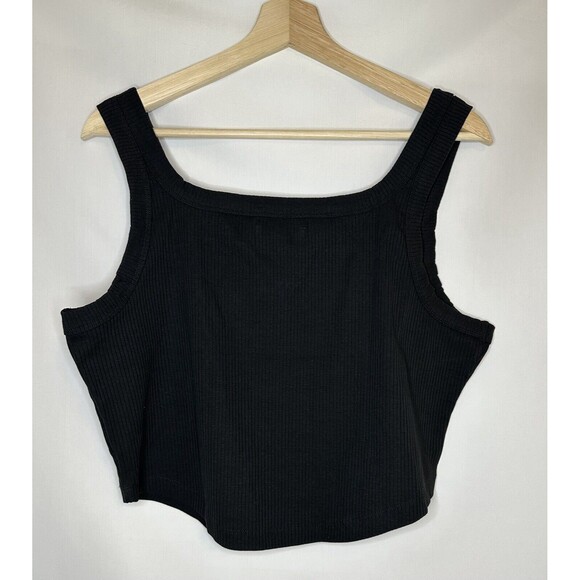 MADEWELL Tailored Crop Tank Sleekhold Ribbed‎ True Black Women's XXL NWT - Picture 2 of 8
